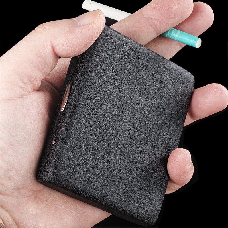 Smoking & Vaping Accessories - กล่องบุหรี่โลหะสีดำด้าน 20 ซอง แบบพกพา กันน้ำ พร้อมคลิปหนีบเหล็ก